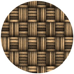 Brown Weaving Texture, Macro, Brown Wickerwork Wooden Puzzle Round by nateshop