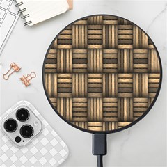 Brown Weaving Texture, Macro, Brown Wickerwork Wireless Fast Charger(black) by nateshop