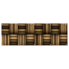 Brown Weaving Texture, Macro, Brown Wickerwork Banner And Sign 12  X 4  by nateshop