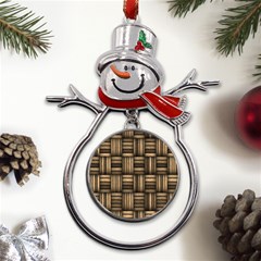 Brown Weaving Texture, Macro, Brown Wickerwork Metal Snowman Ornament by nateshop