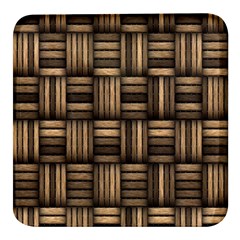 Brown Weaving Texture, Macro, Brown Wickerwork Square Glass Fridge Magnet (4 Pack)