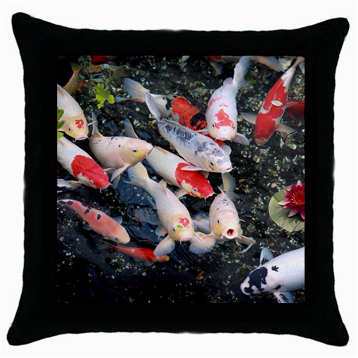 Koi Fish Nature Throw Pillow Case (Black)