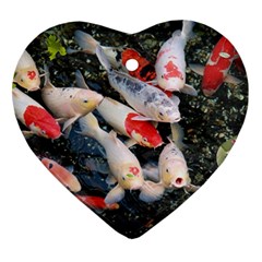 Koi Fish Nature Heart Ornament (two Sides) by Ndabl3x