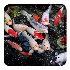 Koi Fish Nature Square Glass Fridge Magnet (4 Pack)