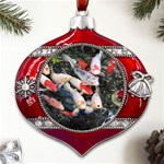 Koi Fish Nature Metal Snowflake And Bell Red Ornament Front