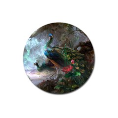 Peacock Art Painting Magnet 3  (round) by Ndabl3x