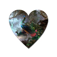 Peacock Art Painting Heart Magnet by Ndabl3x