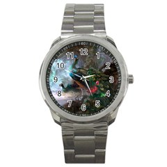 Peacock Art Painting Sport Metal Watch by Ndabl3x