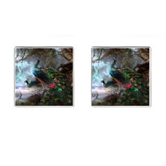 Peacock Art Painting Cufflinks (square)