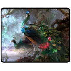 Peacock Art Painting Fleece Blanket (medium) by Ndabl3x