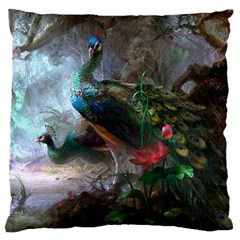 Peacock Art Painting Large Cushion Case (two Sides) by Ndabl3x