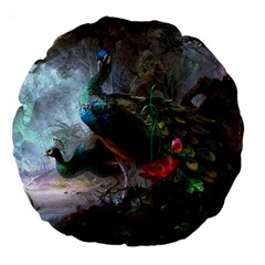 Peacock Art Painting Large 18  Premium Round Cushions by Ndabl3x