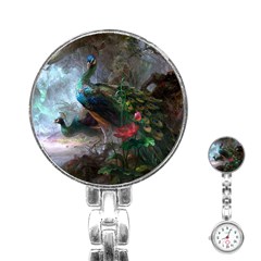 Peacock Art Painting Stainless Steel Nurses Watch by Ndabl3x