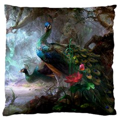 Peacock Art Painting Standard Premium Plush Fleece Cushion Case (one Side) by Ndabl3x