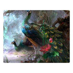 Peacock Art Painting Two Sides Premium Plush Fleece Blanket (large) by Ndabl3x