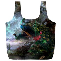 Peacock Art Painting Full Print Recycle Bag (xxl) by Ndabl3x