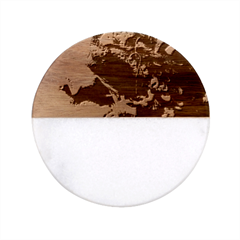 Peacock Art Painting Classic Marble Wood Coaster (round) 