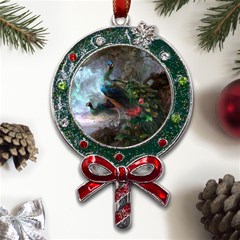 Peacock Art Painting Metal X mas Lollipop With Crystal Ornament by Ndabl3x