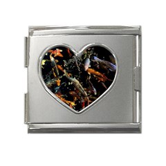 Shoal Of Koi Fish Water Underwater Mega Link Heart Italian Charm (18mm)