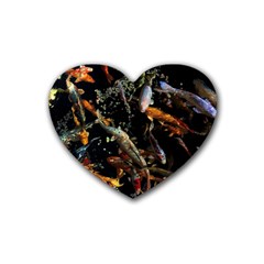 Shoal Of Koi Fish Water Underwater Rubber Coaster (heart) by Ndabl3x