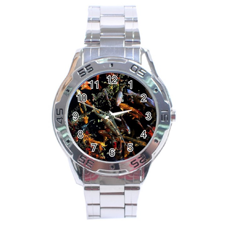 Shoal Of Koi Fish Water Underwater Stainless Steel Analogue Watch