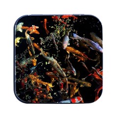 Shoal Of Koi Fish Water Underwater Square Metal Box (black)