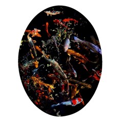 Shoal Of Koi Fish Water Underwater Oval Glass Fridge Magnet (4 Pack)