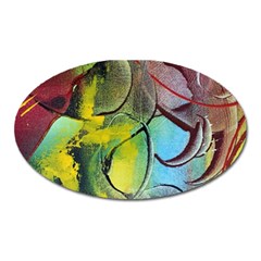 Detail Of A Bright Abstract Painted Art Background Texture Colors Oval Magnet by Ndabl3x