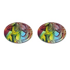 Detail Of A Bright Abstract Painted Art Background Texture Colors Cufflinks (oval) by Ndabl3x