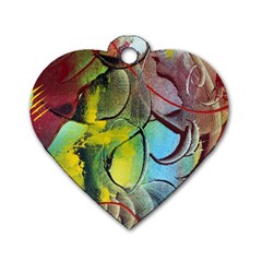 Detail Of A Bright Abstract Painted Art Background Texture Colors Dog Tag Heart (one Side) by Ndabl3x