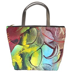 Detail Of A Bright Abstract Painted Art Background Texture Colors Bucket Bag by Ndabl3x