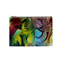 Detail Of A Bright Abstract Painted Art Background Texture Colors Cosmetic Bag (medium)