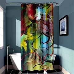 Detail Of A Bright Abstract Painted Art Background Texture Colors Shower Curtain 36  X 72  (stall)  by Ndabl3x