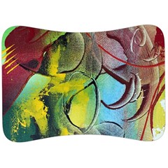 Detail Of A Bright Abstract Painted Art Background Texture Colors Velour Seat Head Rest Cushion by Ndabl3x