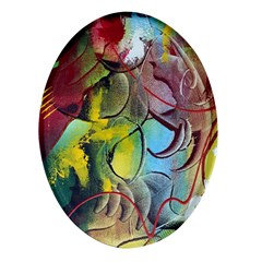 Detail Of A Bright Abstract Painted Art Background Texture Colors Oval Glass Fridge Magnet (4 Pack)