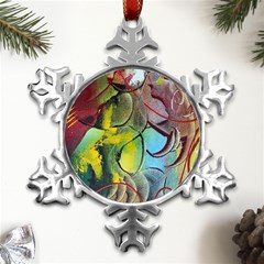 Detail Of A Bright Abstract Painted Art Background Texture Colors Metal Small Snowflake Ornament