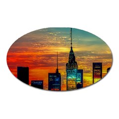 New York City Skyline Usa Oval Magnet by Ndabl3x