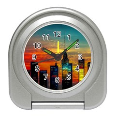 New York City Skyline Usa Travel Alarm Clock by Ndabl3x