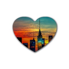 New York City Skyline Usa Rubber Heart Coaster (4 Pack) by Ndabl3x