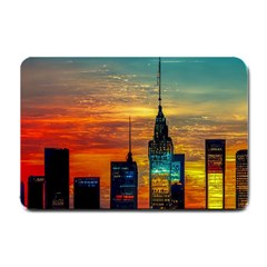 New York City Skyline Usa Small Doormat by Ndabl3x