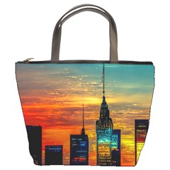 New York City Skyline Usa Bucket Bag by Ndabl3x