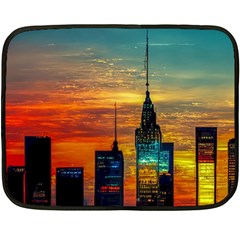 New York City Skyline Usa Fleece Blanket (mini) by Ndabl3x