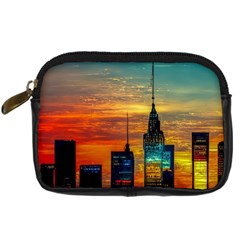 New York City Skyline Usa Digital Camera Leather Case by Ndabl3x