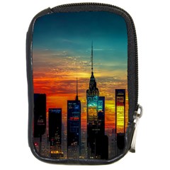 New York City Skyline Usa Compact Camera Leather Case by Ndabl3x