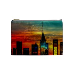 New York City Skyline Usa Cosmetic Bag (medium) by Ndabl3x