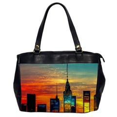 New York City Skyline Usa Oversize Office Handbag (2 Sides) by Ndabl3x