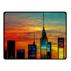 New York City Skyline Usa Fleece Blanket (small) by Ndabl3x