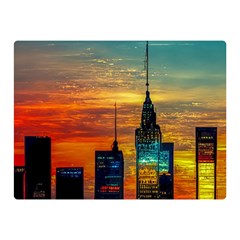 New York City Skyline Usa Two Sides Premium Plush Fleece Blanket (mini) by Ndabl3x