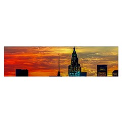 New York City Skyline Usa Oblong Satin Scarf (16  X 60 ) by Ndabl3x