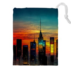 New York City Skyline Usa Drawstring Pouch (4xl) by Ndabl3x